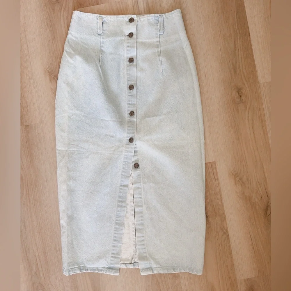 VINTAGE BUTTON DOWN DENIM MIXI SKIRT - Picture 5 of 8
